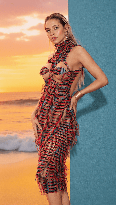 ABITO MIDI ARLO CON SCHIENA SENZA SCHIENA E PATCHWORK