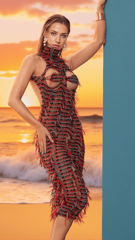 ABITO MIDI ARLO CON SCHIENA SENZA SCHIENA E PATCHWORK