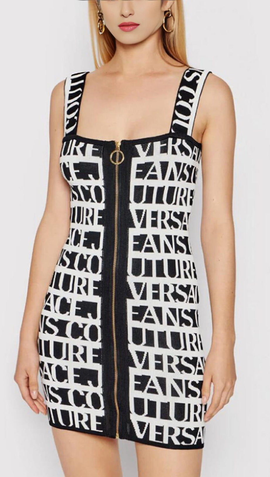 LETTERS SKINNY KNIT DRESS IN BLACK