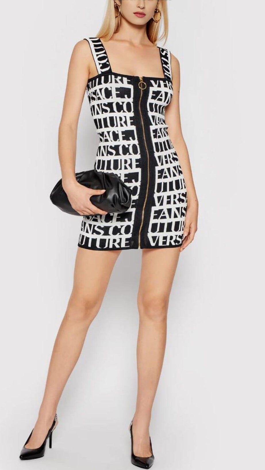 LETTERS SKINNY KNIT DRESS IN BLACK