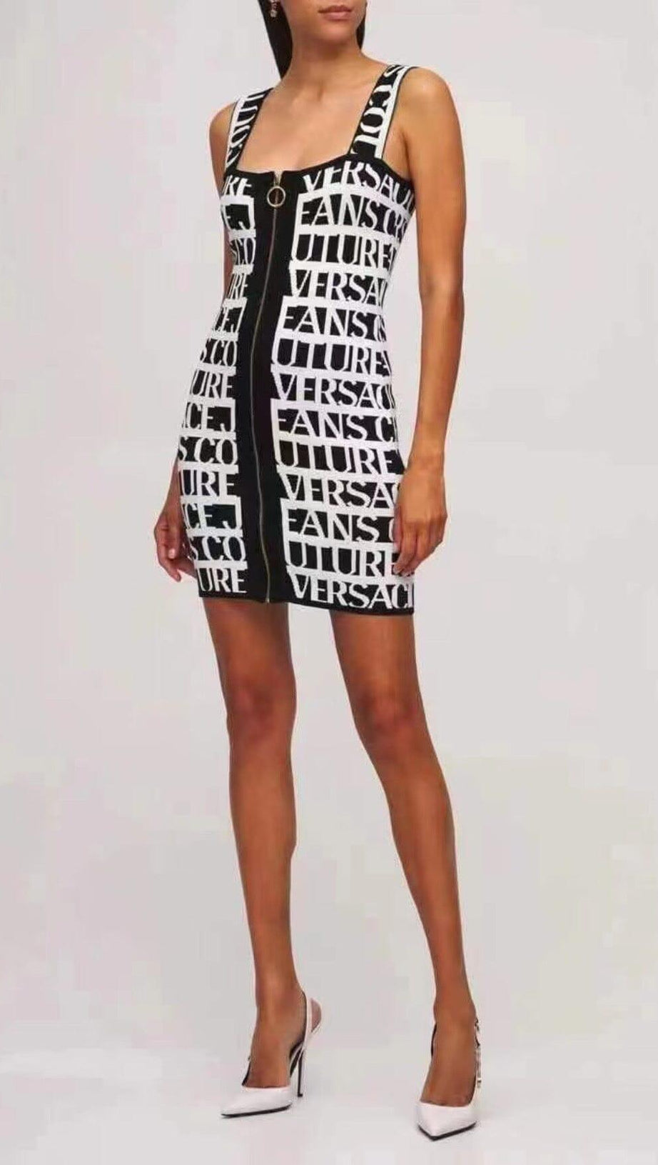 LETTERS SKINNY KNIT DRESS IN BLACK