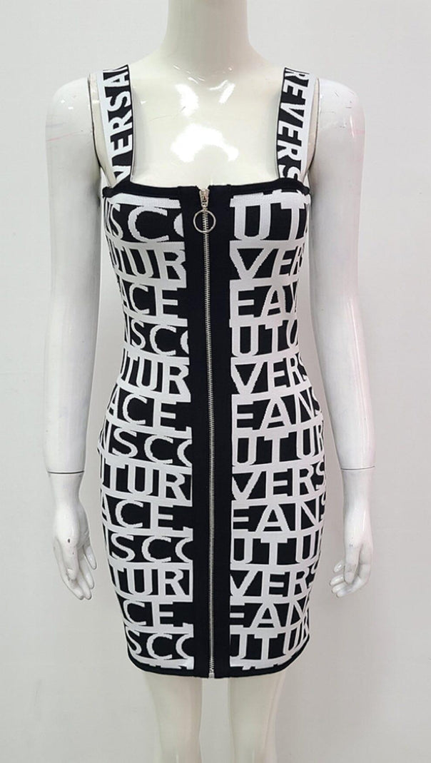 AIIZIE LETTERS SKINNY KNIT DRESS IN BLACK - product image