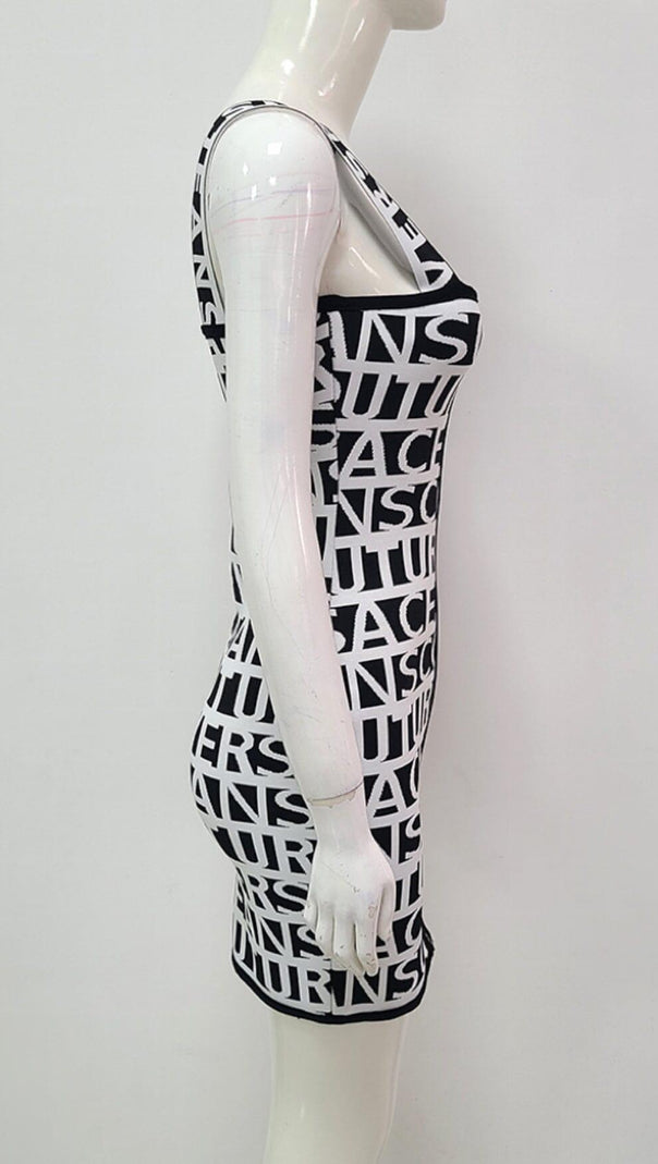 AIIZIE LETTERS SKINNY KNIT DRESS IN BLACK - product image
