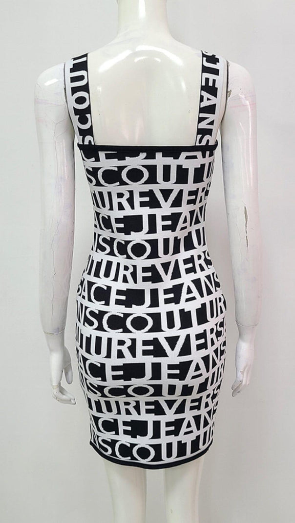 AIIZIE LETTERS SKINNY KNIT DRESS IN BLACK - product image