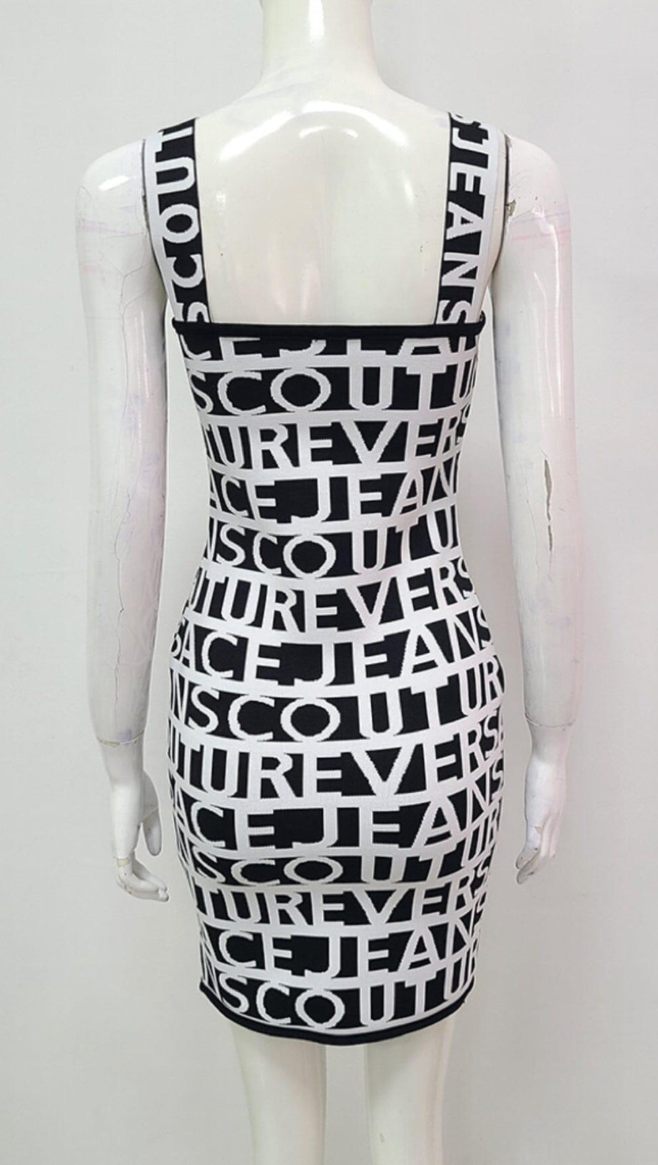 LETTERS SKINNY KNIT DRESS IN BLACK