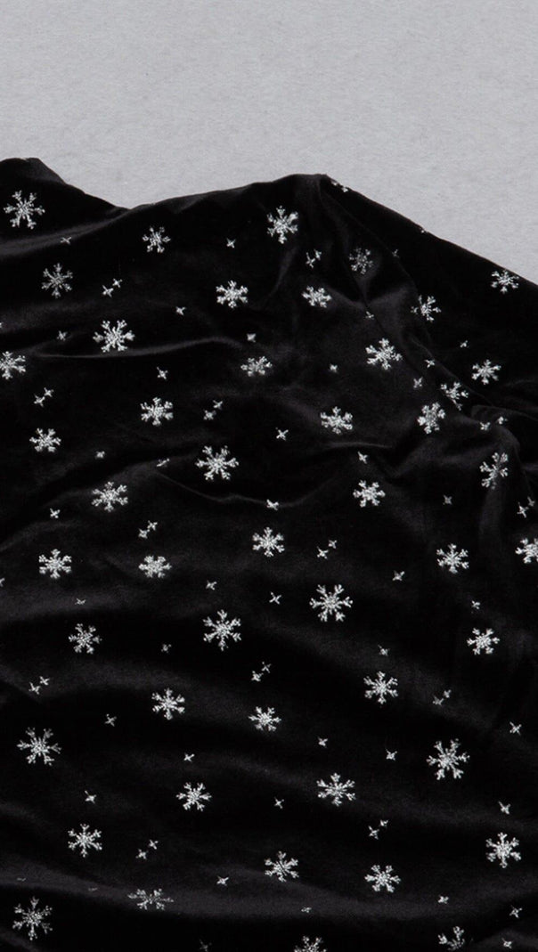 AIIZIE SNOWFLAKE LONG SLEEVE MIDI DRESS IN BLACK - product image