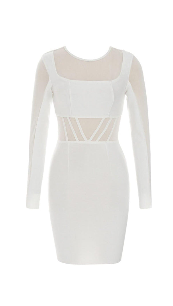 AIIZIE MESH STITCHED SKINNY MINI DRESS IN WHITE - product image