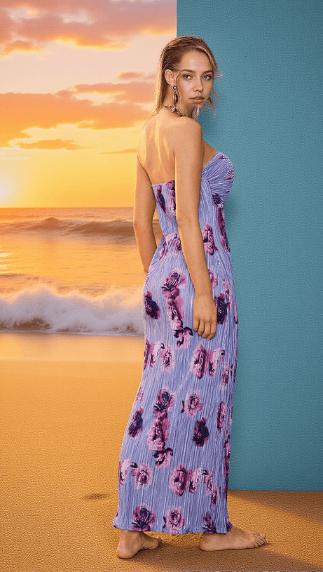 ABITO LUNGO FLOREALE SENZA SPALLINE BENNO