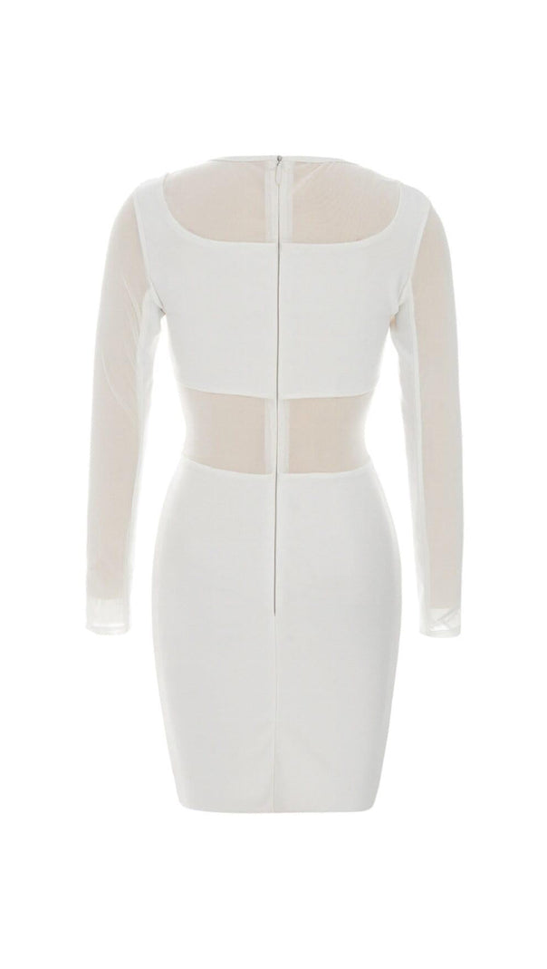 AIIZIE MESH STITCHED SKINNY MINI DRESS IN WHITE - product image