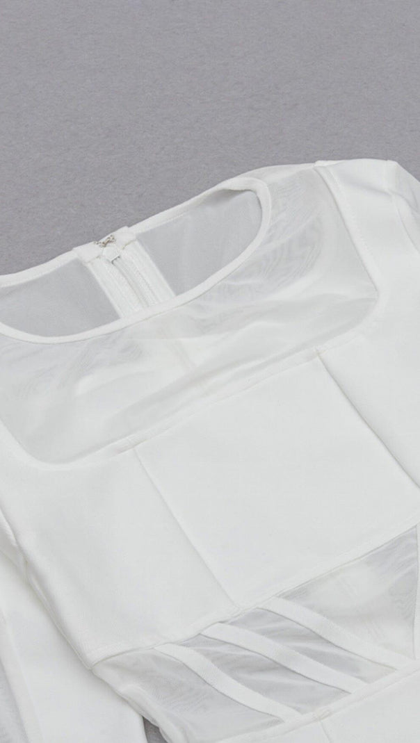AIIZIE MESH STITCHED SKINNY MINI DRESS IN WHITE - product image
