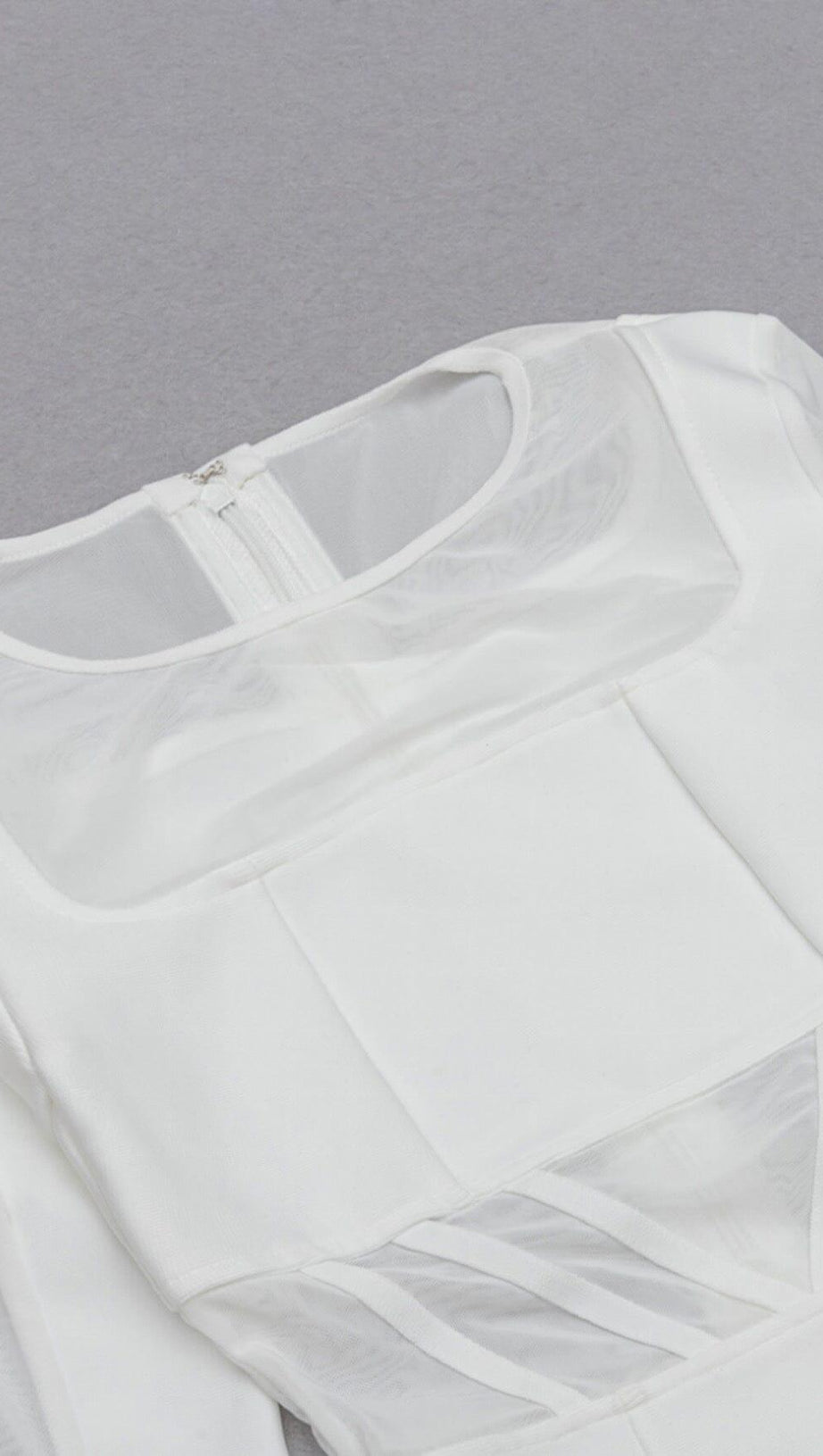 MESH STITCHED SKINNY MINI DRESS IN WHITE