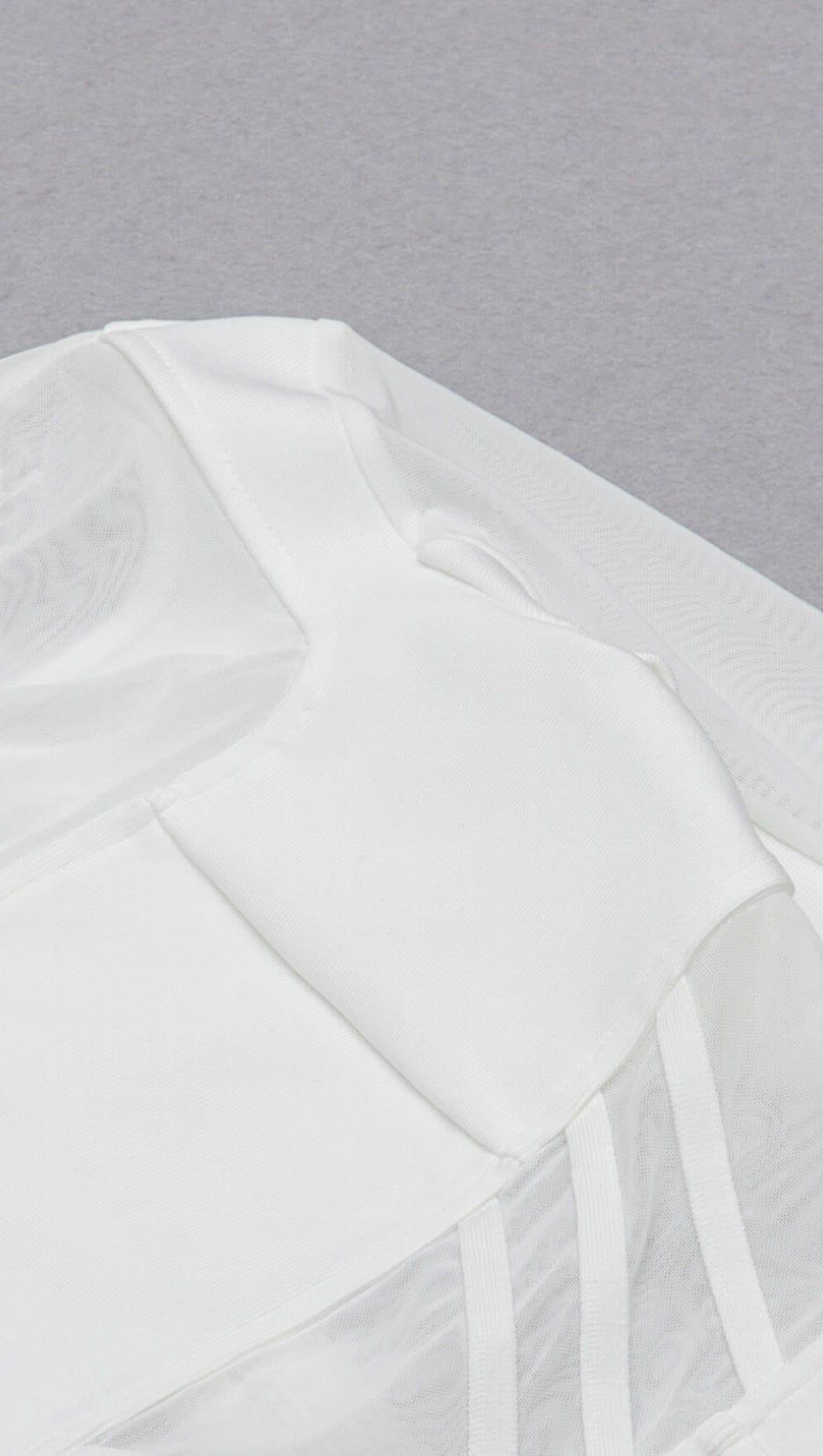 MESH STITCHED SKINNY MINI DRESS IN WHITE