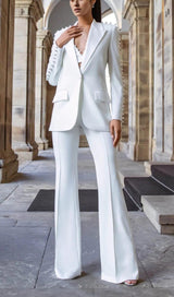 PEARL-DECORATED SUIT IN WHITE