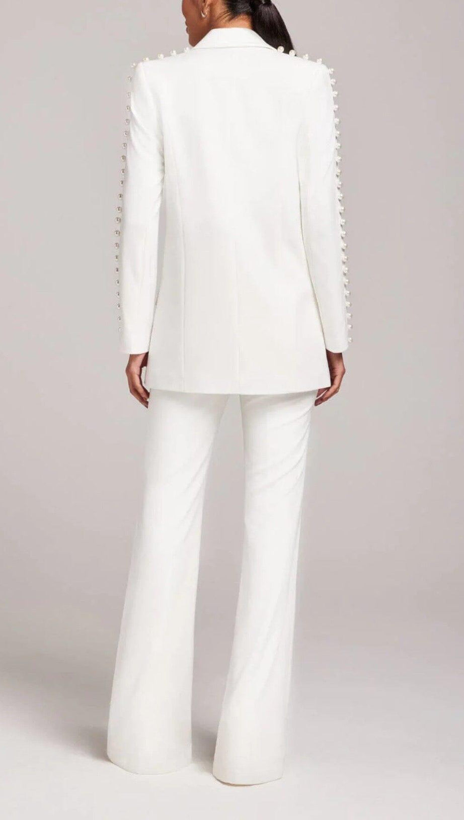 PEARL-DECORATED SUIT IN WHITE