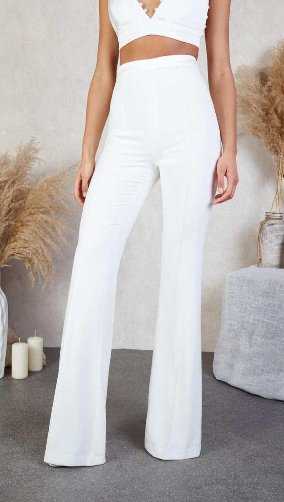 PEARL-DECORATED SUIT IN WHITE