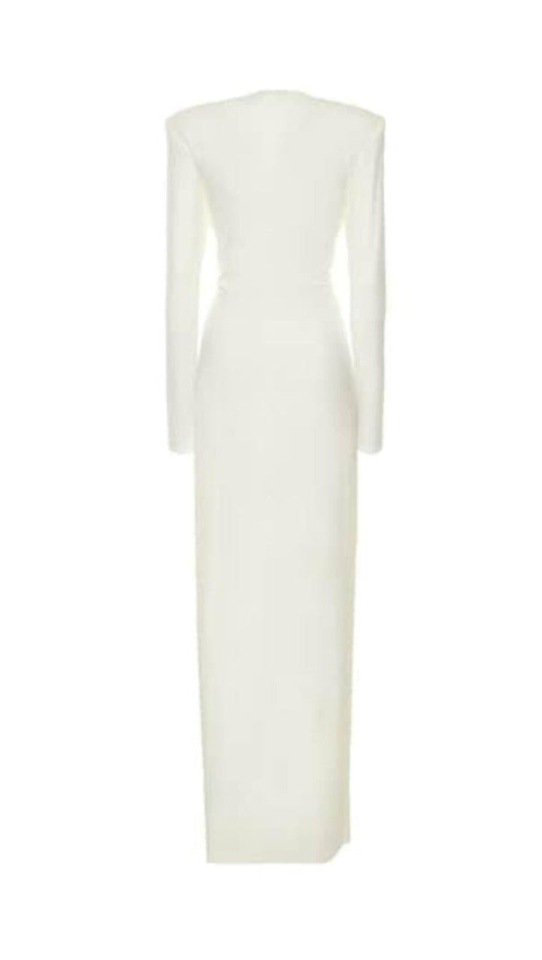 AIIZIE WHITE PLUNGE-NECK DRAPED GOWN - product image