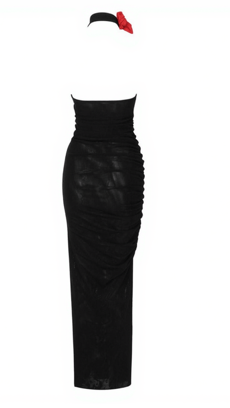 RUBY HALTERNECK MESH MAXI DRESS