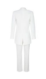 PEARL-DECORATED SUIT IN WHITE