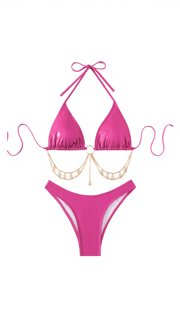 AIIZIE SALAMA EMBELLISHED METALLIC BIKINI TWO PIECE SET - product image