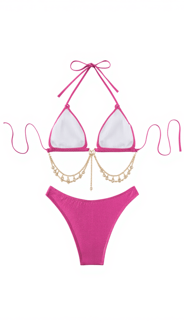 AIIZIE SALAMA EMBELLISHED METALLIC BIKINI TWO PIECE SET - product image