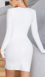 CHAIN KNITTED TIGHT MINI DRESS IN WHITE