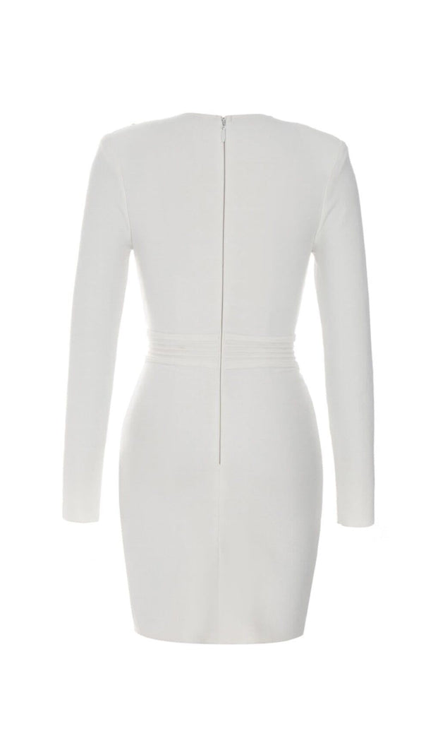 AIIZIE CHAIN KNITTED TIGHT MINI DRESS IN WHITE - product image
