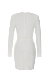 CHAIN KNITTED TIGHT MINI DRESS IN WHITE