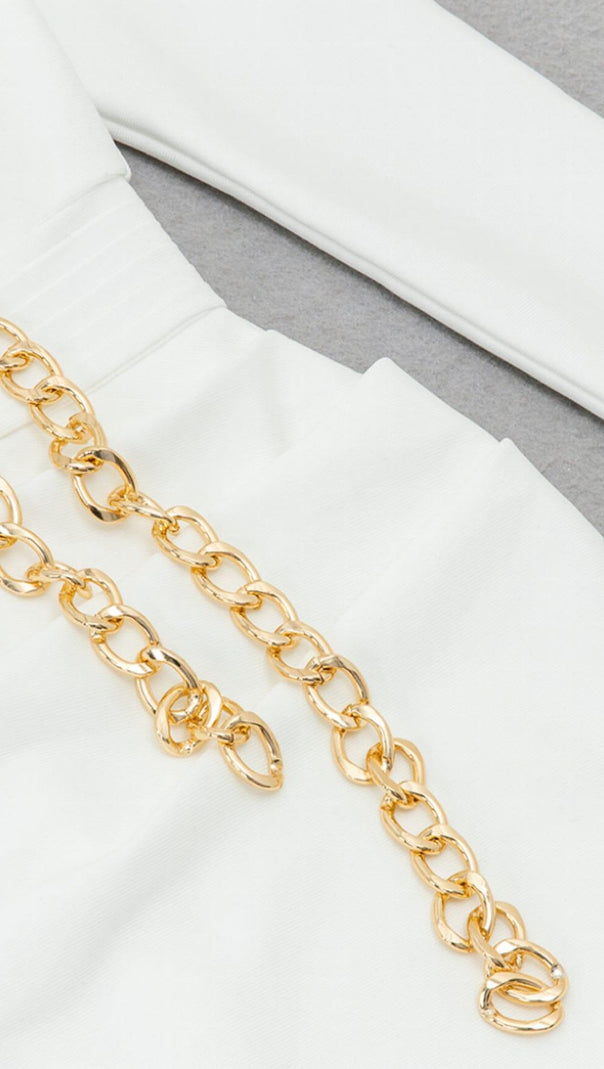 AIIZIE CHAIN KNITTED TIGHT MINI DRESS IN WHITE - product image