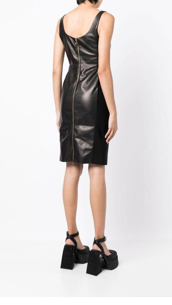 AIIZIE STITCHED LEATHER TIGHT MINI DRESS IN BLACK - product image