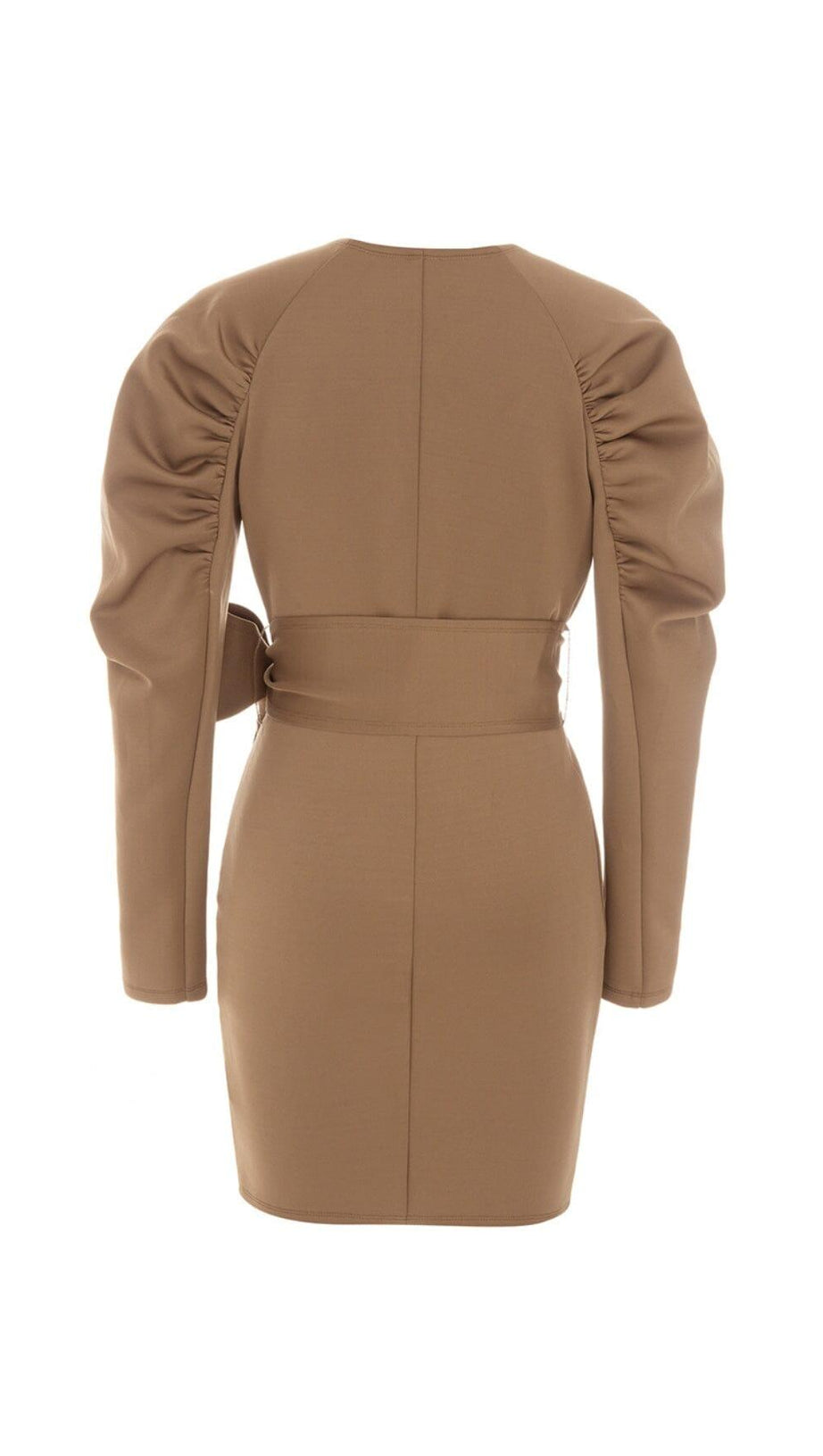 STRETCH LONG SLEEVES MINI DRESS IN PARCHMENT