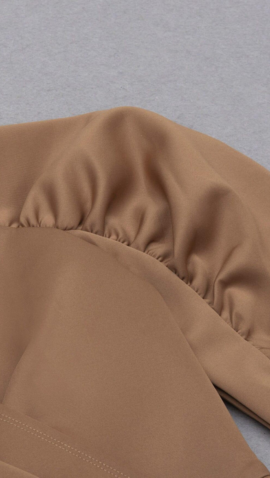 STRETCH LONG SLEEVES MINI DRESS IN PARCHMENT