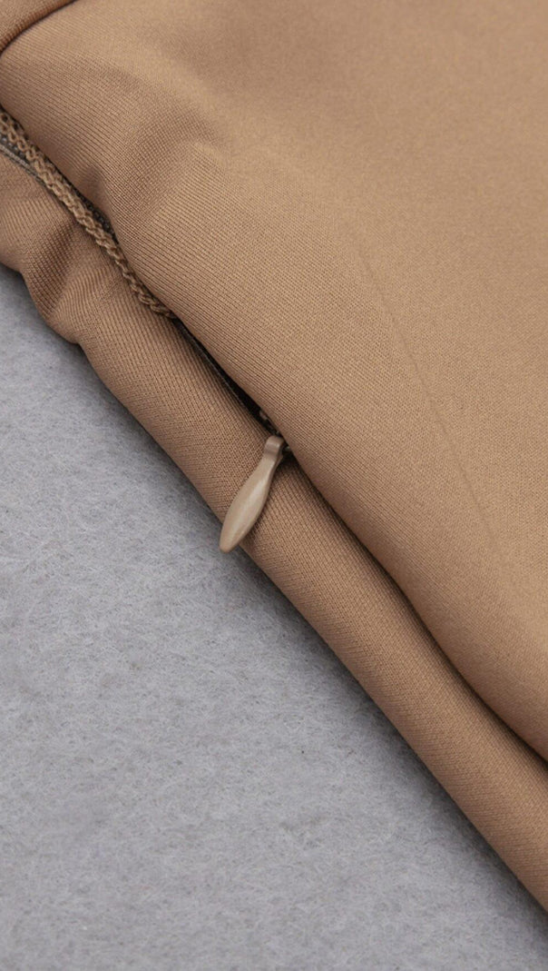 AIIZIE STRETCH LONG SLEEVES MINI DRESS IN PARCHMENT - product image