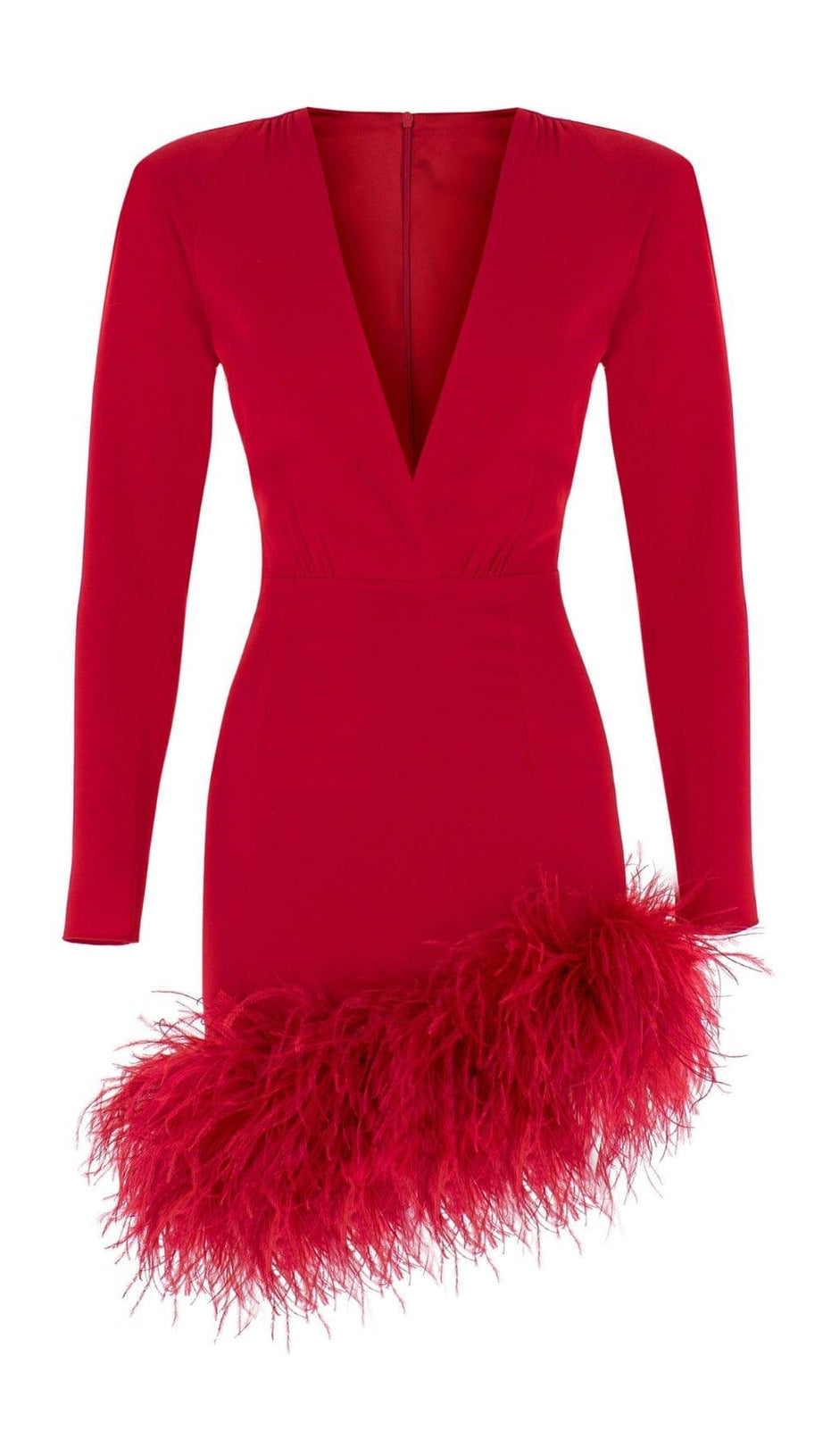 STRETCH LONG SLEEVES MINI DRESS IN RED