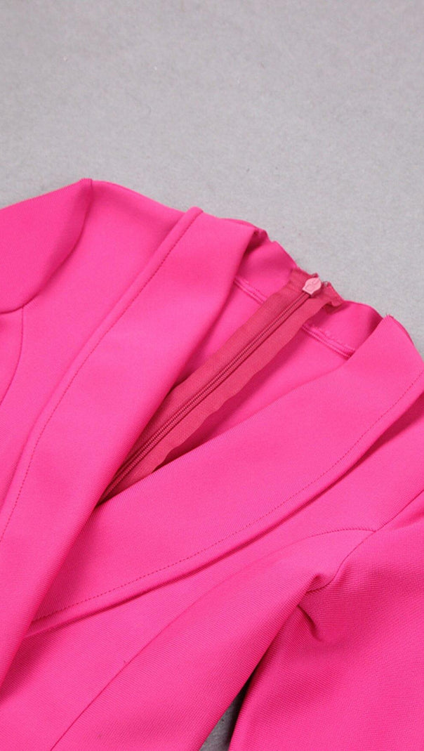 AIIZIE FEATHER JACKET DRESS IN HYPER PINK - product image