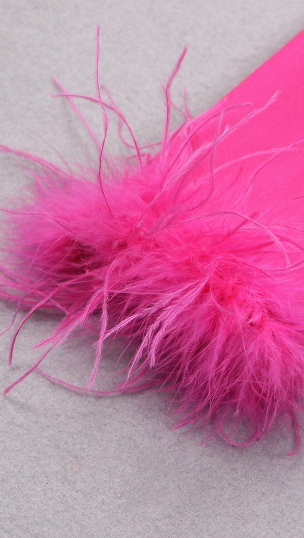 AIIZIE FEATHER JACKET DRESS IN HYPER PINK - product image
