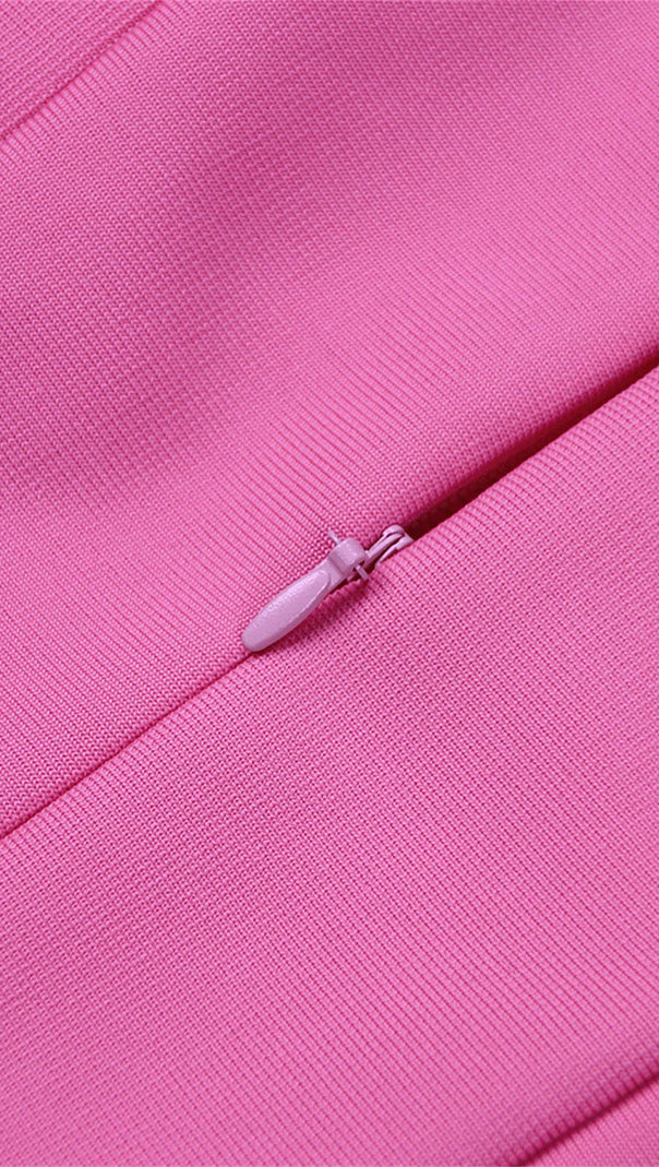 AIIZIE STRETCH LONG SLEEVES MINI DRESS IN HYPER PINK - product image