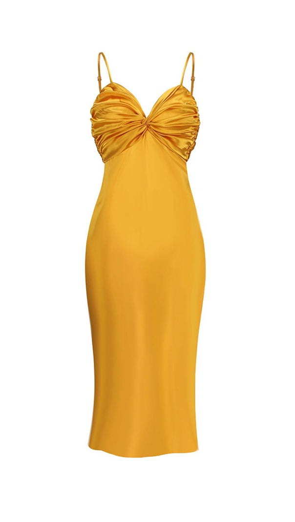 AIIZIE SATIN SLEEVELESS SLIP MAXI DRESS IN HONEYCOMB - product image