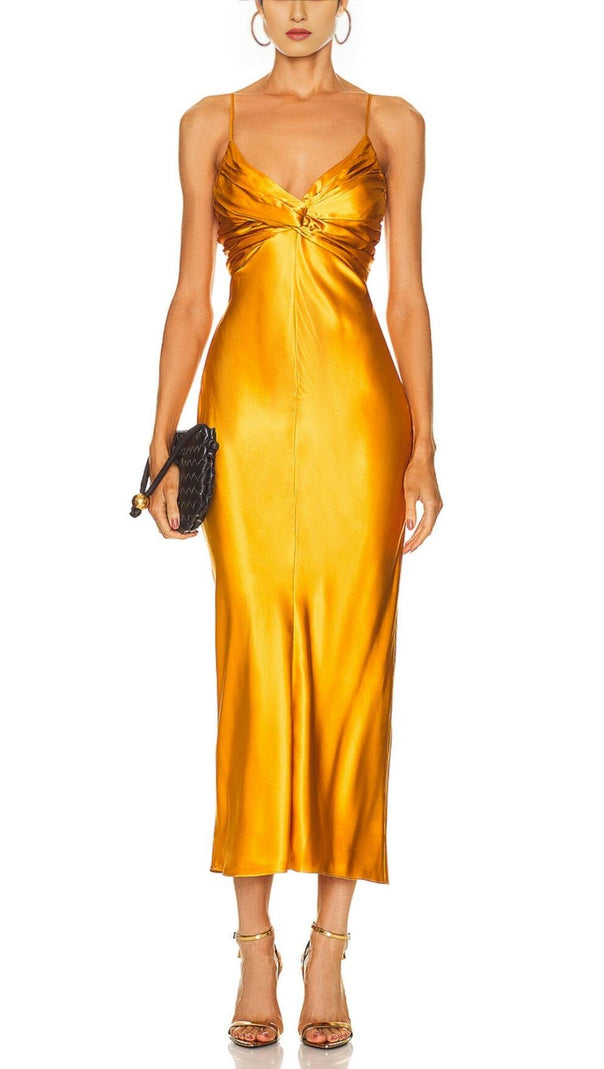 AIIZIE SATIN SLEEVELESS SLIP MAXI DRESS IN HONEYCOMB - product image
