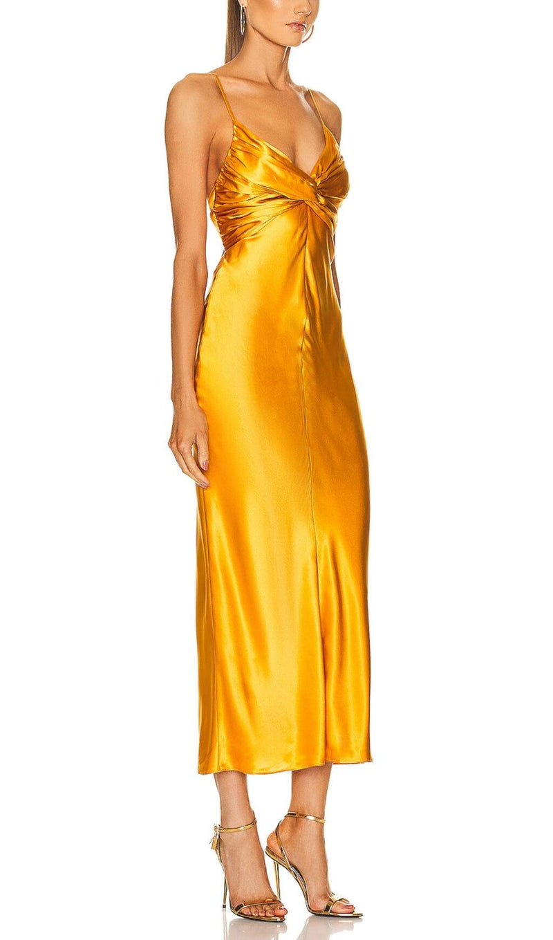 SATIN SLEEVELESS SLIP MAXI DRESS IN HONEYCOMB