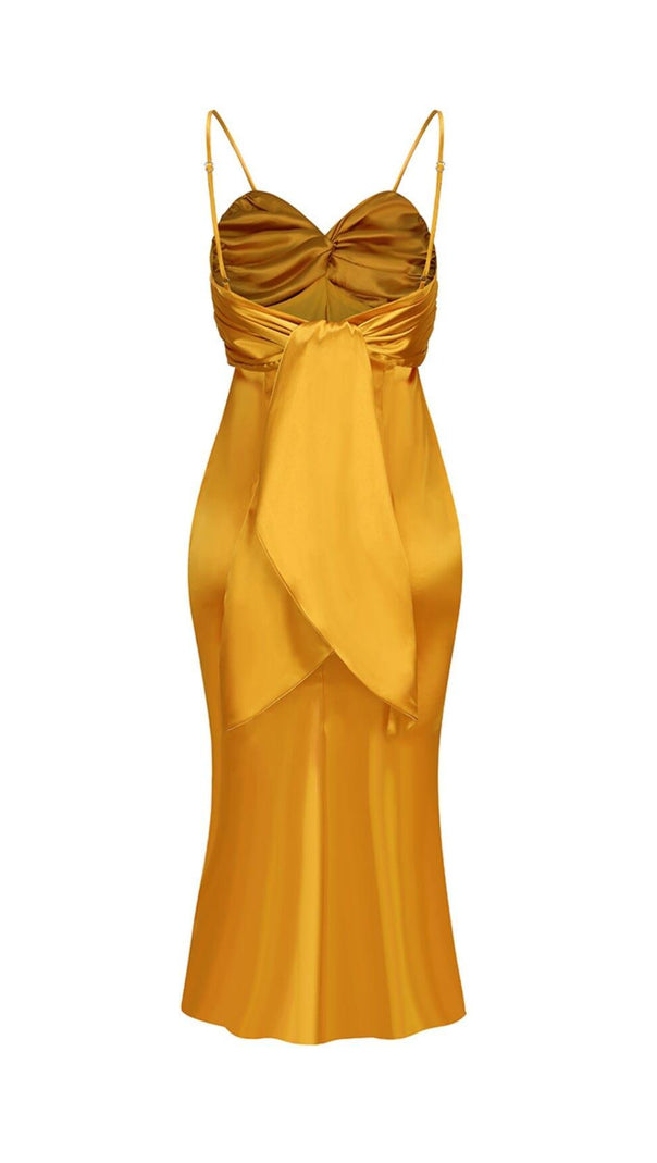 AIIZIE SATIN SLEEVELESS SLIP MAXI DRESS IN HONEYCOMB - product image
