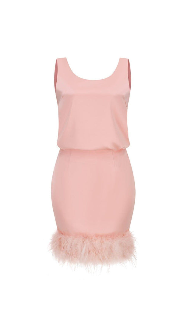 Satin Matching Set Mini Dress in Pink Diamond