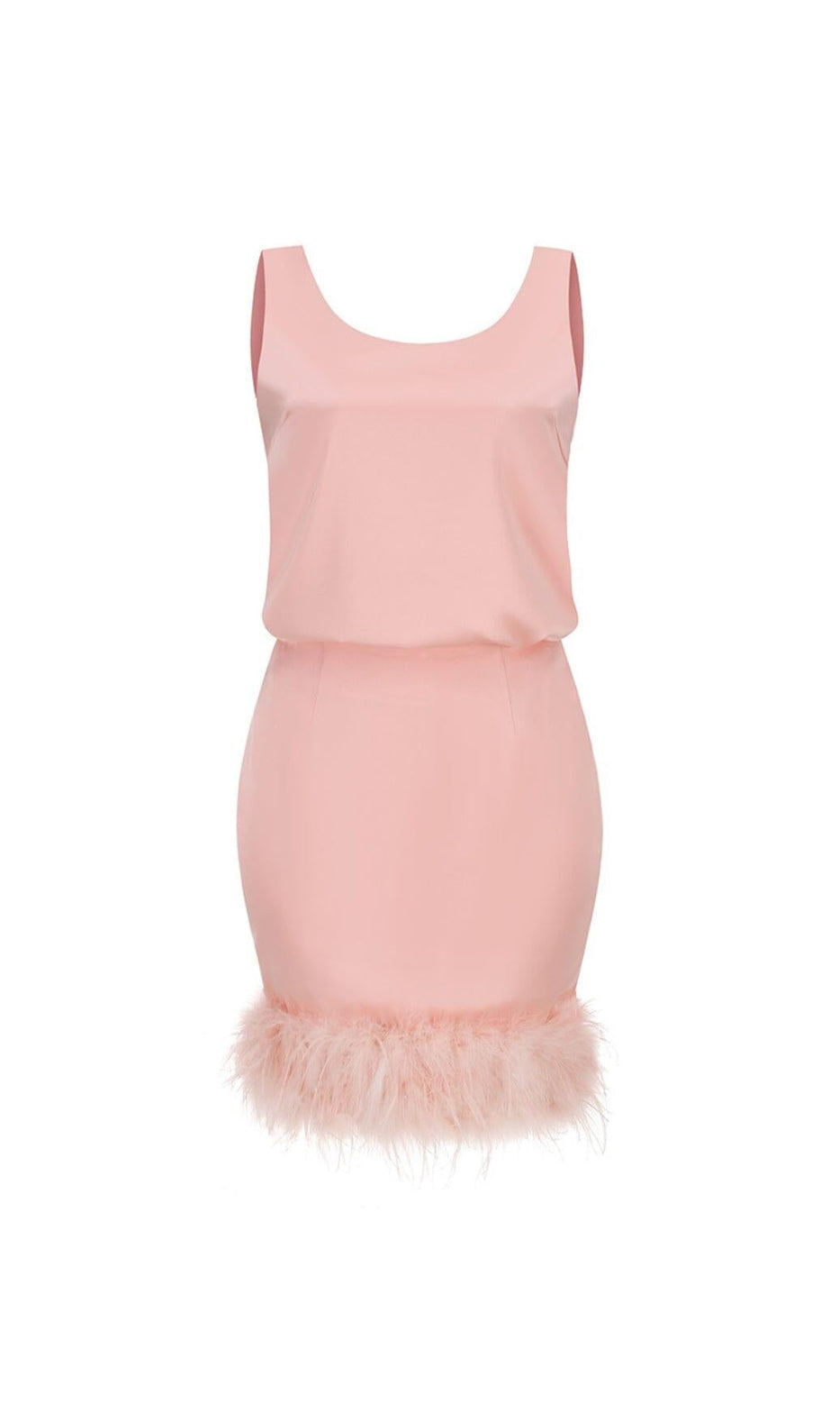 SATIN-MINIKLEID MIT PASSENDEM SET IN ROSA DIAMANT