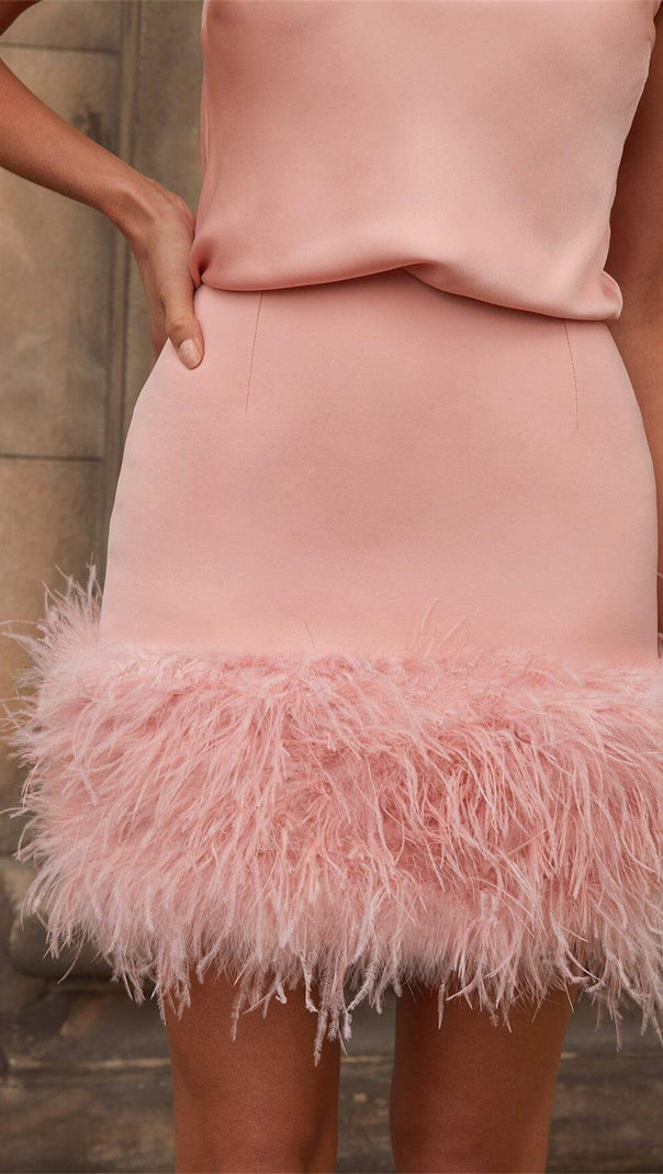 Satin Matching Set Mini Dress in Pink Diamond
