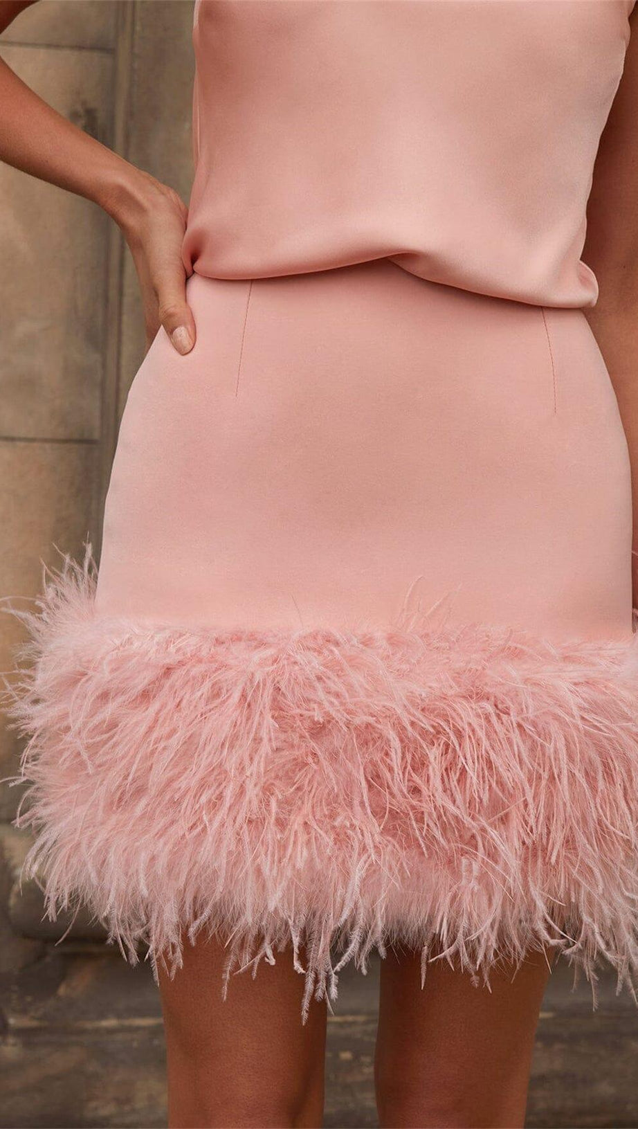 SATIN MATCHING SET MINI DRESS IN PINK DIAMOND