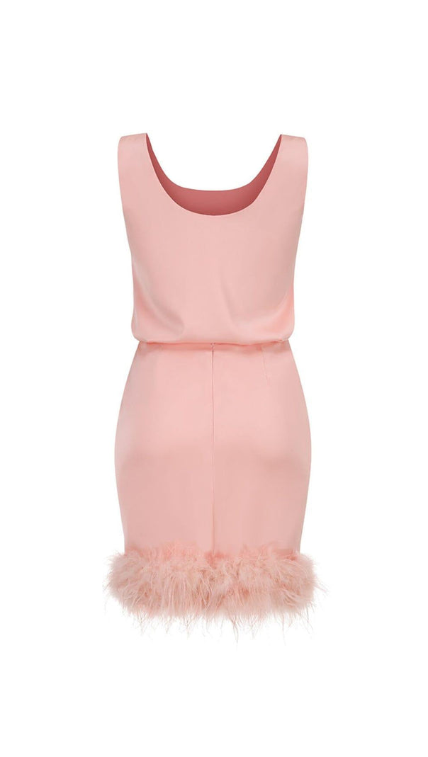 Satin Matching Set Mini Dress in Pink Diamond