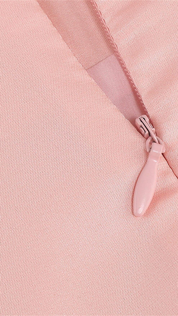 Satin Matching Set Mini Dress in Pink Diamond