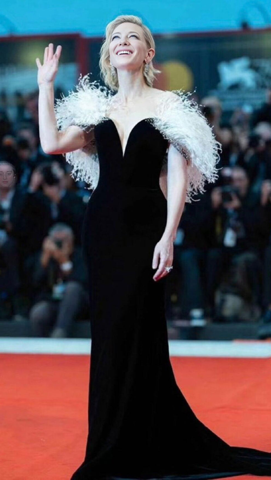 ELEGANT FEATHER OFF SHOULDER FISHTAIL MAXI DRESS IN BLACK