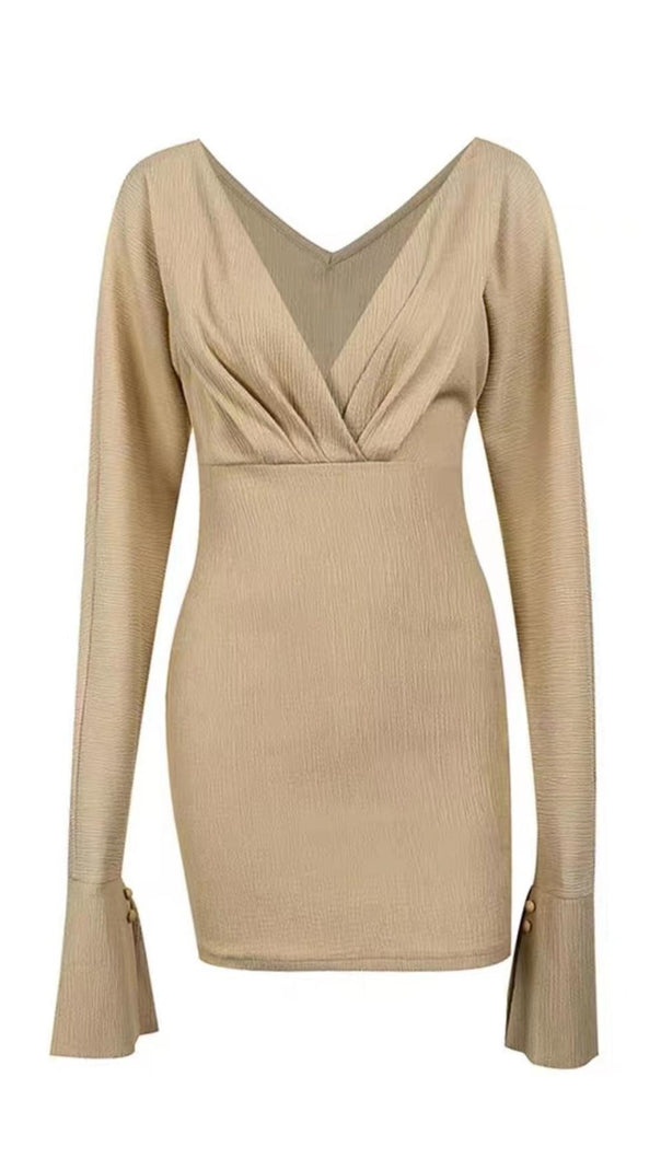 AIIZIE LONG SLEEVES V NECK MINI DRESS - product image