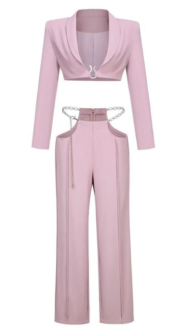 AIIZIE SNAKE BUCKLE WAISTBAND SUIT IN PINK - product image