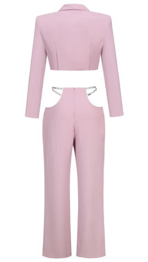 AIIZIE SNAKE BUCKLE WAISTBAND SUIT IN PINK - product image